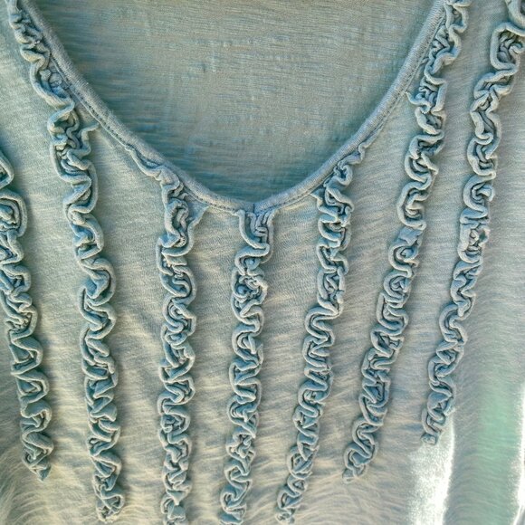 Women's Aqua Blue sleeveless blouse with Vertical Fabric Detailing Size Large - Picture 2 of 6